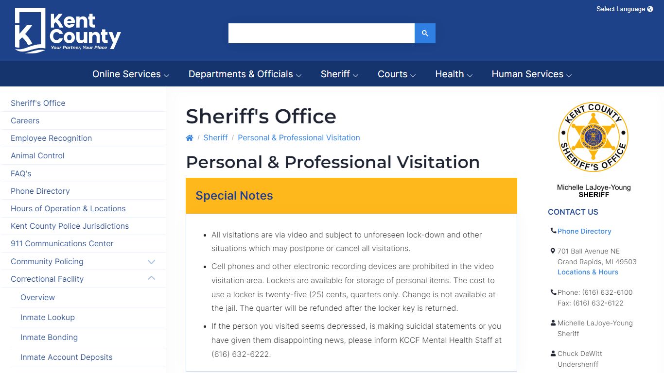 Personal & Professional Visitation - Kent County, Michigan
